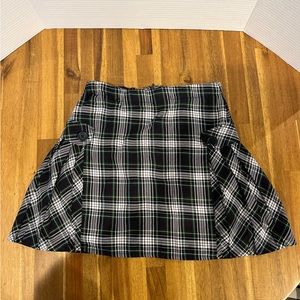 Lands End Girls Skort Skirt Blue White Plaid Pockets Zipper Adjustable Waist 12